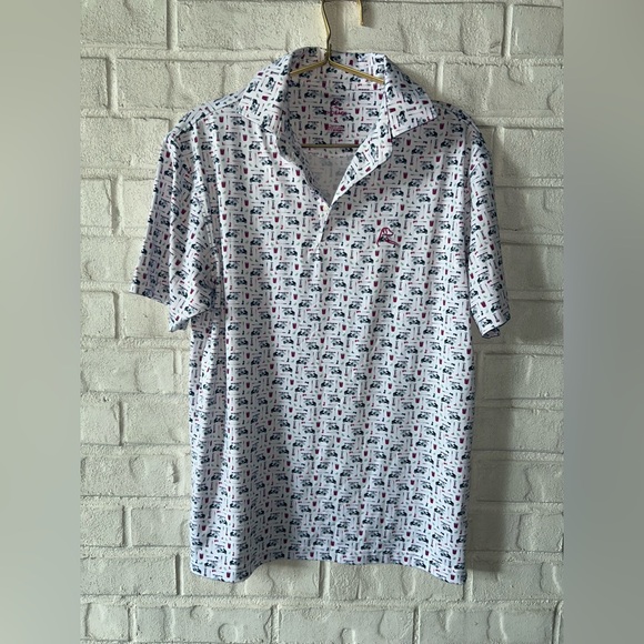 Rhoback Men's White Patterned Polo Shirt - Picture 1 of 5